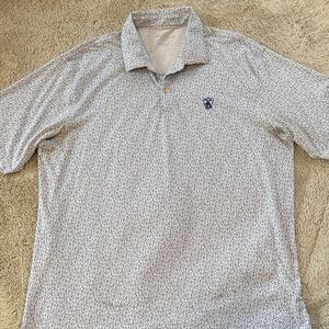 Peter Millar Blue and White Patterned Polo Shirt